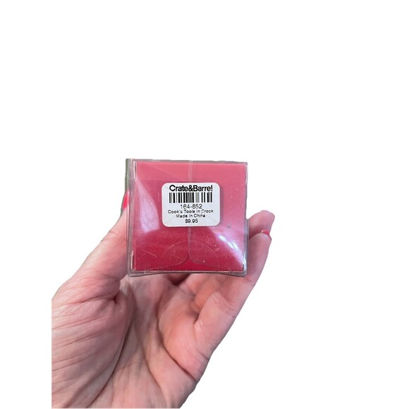 Brand New Crate & Barrel Mini Red Striped Ceramic Crock & Metal Utensils - Picture 3 of 7